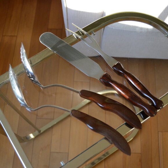 CUTCO Stainless USA Kitchen Utensil Set Brown Swirl Handles - Picture 5 of 10